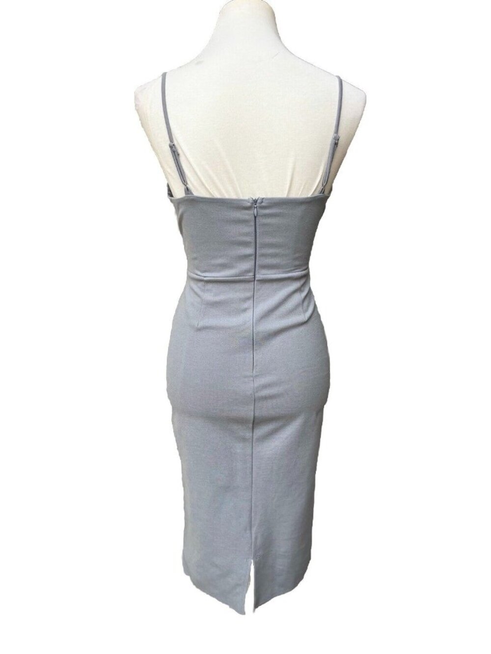 4SI3NNAI Women's Gray Tie Waist Bodycon Midi Dress Size M NWOT - Picture 3 of 16